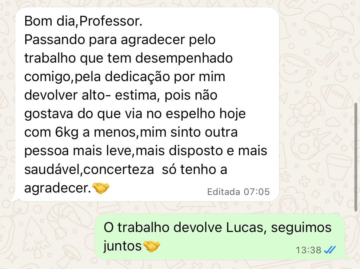 Depoimento real de aluno no WhatsApp